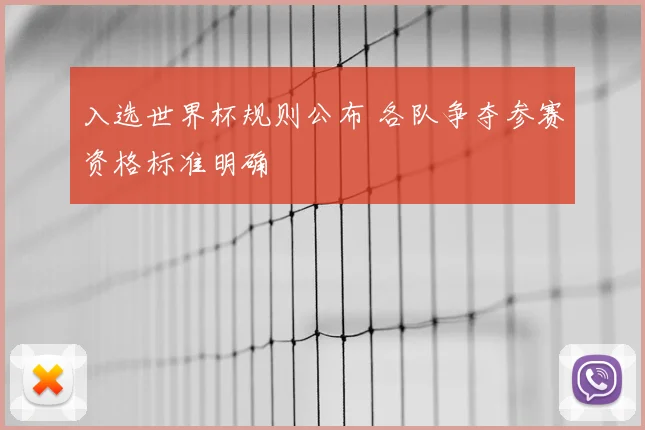 入选世界杯规则公布 各队争夺参赛资格标准明确